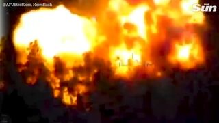 Ukrainians destroy Russian ammo trucks in huge explosion