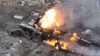 Russian tank destroyed by Ukrainian paratroopers of the 79th Air Assault Brigade
