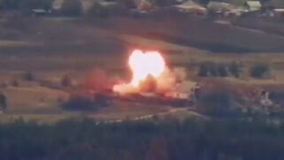 Ukrainian 140th Marine Battalion artillery strike destroyed Russian fuel depot