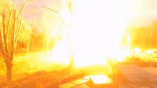 Ukrainian tank Firing toward Russian targets in Ivanhrad village