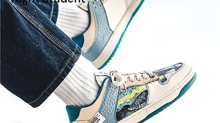Oil Painting Board Men's Shoes Retro Platform Sports Starry Night Student