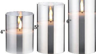 Eywamage Silver Grey Glass Flameless Candles with Remote, Flickering