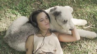 Dog with young woman