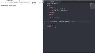 mencampurkan html dan php