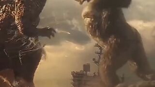 amazing moment of the first meeting of king kong vs godzilla.
