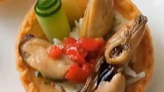 Рецепт#Корзиночки  с мидиями и огурцом
