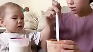 Boba straw challenge with my toddler #boba #shorts.