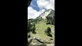 Rocks falling from cliff