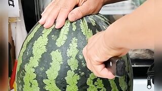 Amazing watermelon cutting skill