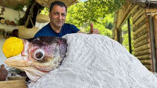 A Huge Fish Baked In A Salt Shell From The Reservoirs Of The Azerbaijani Village