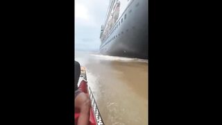 Almost hit by a big ship
