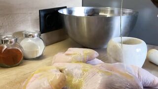 #chicken on an onion pillow in the oven