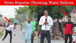 Throwing Water Balloons By News Reporter | Throwing Water Balloons Prank