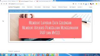 Membuat Laporan Data Golongan Pada Aplikasi Penggajian Menggunakan PHP dan MySQL