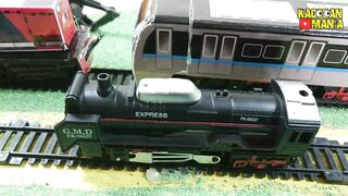 Drama of toy train colliding with truck in miniatur train