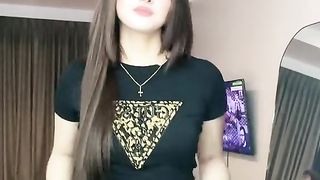 Asian girl with boy dance in hotel