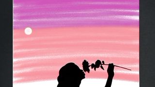Pemandangan wanita siluet digital drawing