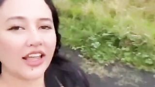 Asian run maid in road