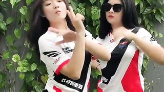 Sports team dance asian girl