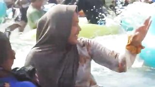it's fun to swim in the wave pool