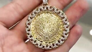 Real Gold & Diamond Aztec Calendar Chino Link Set