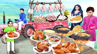 Mini Tractor Tandoori Chicken KFC Style Fried Chicken Cooking Chicken Shop Hindi Kahani Comedy Video