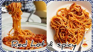 Red  & spicy chicken and vegetable spaghetti in desi style,????????????????????????????????