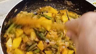 I would love to have a dinner with okra and potato stir fry