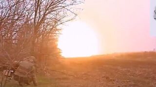 Russian army of war criminals and losers blowing up their own tanks while retreating from Kherson region
