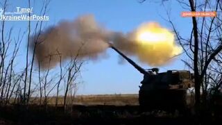 Ukraine Armed Forces working with the Polish donated self-propelled KRAB artillery kit in the Donbass