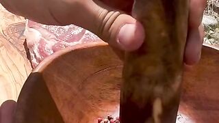 Cooking dallas steak on stone