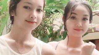 Dance asian cute in pool