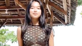 Dance asian cute in beach