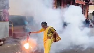Funny video grandma is on fire ???? single hand crackers