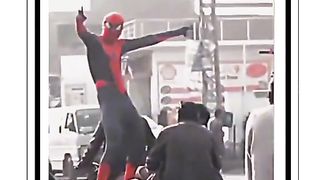 Funny spider man in Pakistan