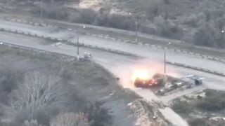 Ukrainian artillery wipe out Russian armoured vehicle in huge explosion