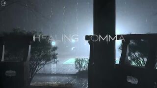 Deep sleep with heavy rain falling on the pavilion in the park at night, lullaby rain sound