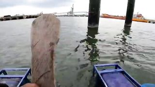 This one is an extraordinary big fish, its pull until it drags my raft