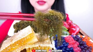 MOST POPULAR FOODS FOR ASMR (HONEYCOMB, ALOE VERA, TANGHULU, SEAGRAPES, POPPING BOBA) ASMR Phan