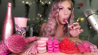 ASMR EDIBLE CHAMPAGNE BOTTLE, SPOONS, HAIR BRUSH, POPPING BOBA, BUBBLE TEA, MOST POPULAR FOODS 먹방