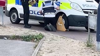 Police lamped car