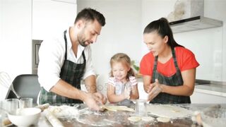 Cut little girl with parents