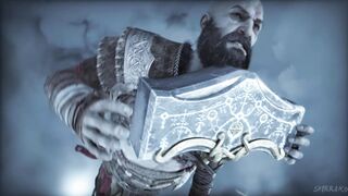 Kratos Lifts Thor_s Hammer Mjolnir Scene
