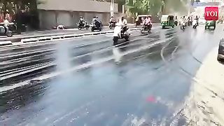 Gujarat road started melting in Surat amid rising temperature