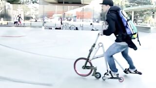Ce multi-roues combine patinage, vélo et scooting.
