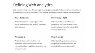Building Blocks in Web Analytics