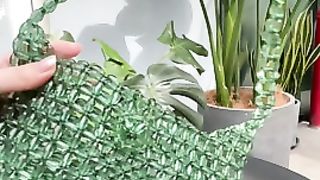 Women Green Colored Transparent Bags