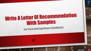 Letter Of Recommendation With Samples | For Fresh and Experience Candidates