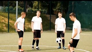 A young soccer man traning