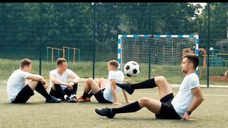 Male street football players